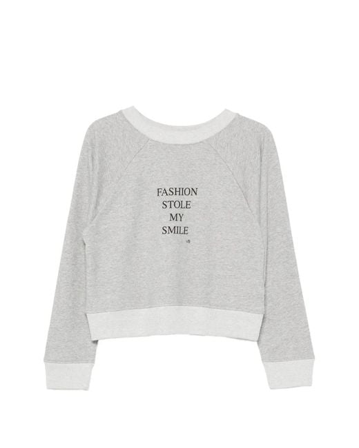 Victoria Beckham White Slogan-Print Raglan-Sleeve Sweatshirt