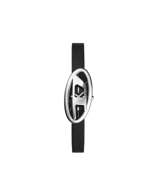 DIESEL White D-Era Two-Hand Leather Watch