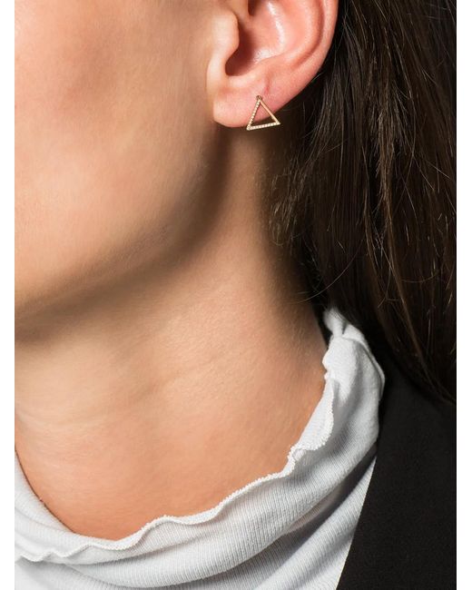 Pendiente Triangular En Oro De 18Kt Con Diamantes Shihara de color Metallic