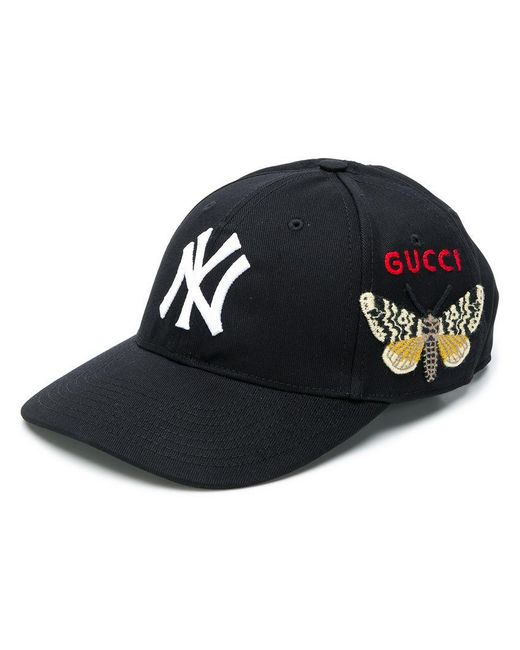 Gucci Black Ny Yankees Butterfly Baseball Cap for men
