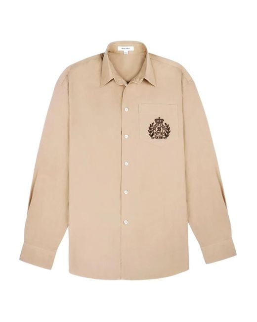 Sporty & Rich H&W Crest Shirt in het Natural