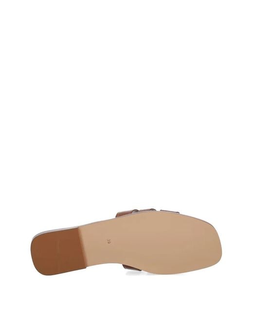Twinset Brown Logo-Plaque Caged Slides