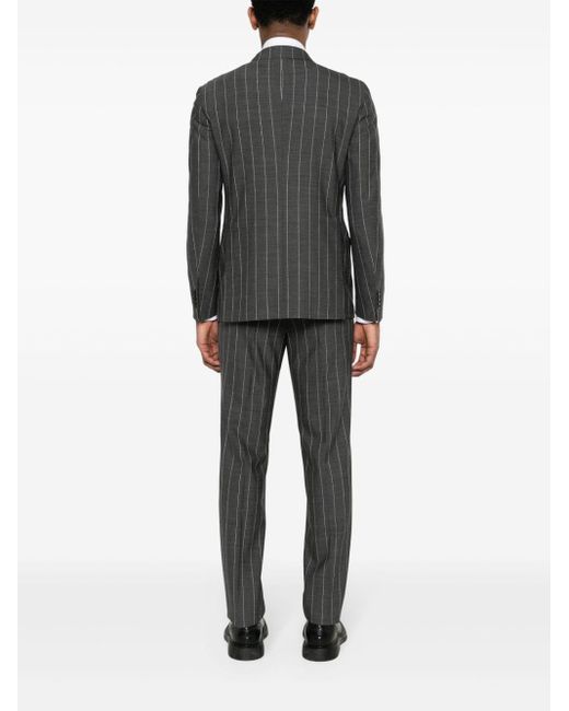 Tagliatore Black Pinstriped Double-breasted Suit for men