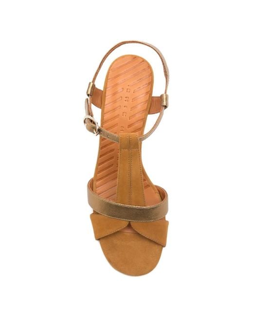 Chie Mihara Metallic T-Strap Sandals