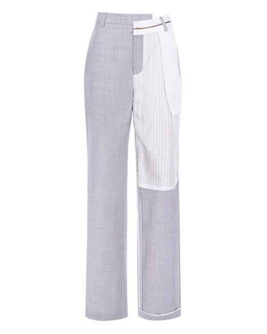 CuAnna Gray Mark Pinstripe-Panel Trousers