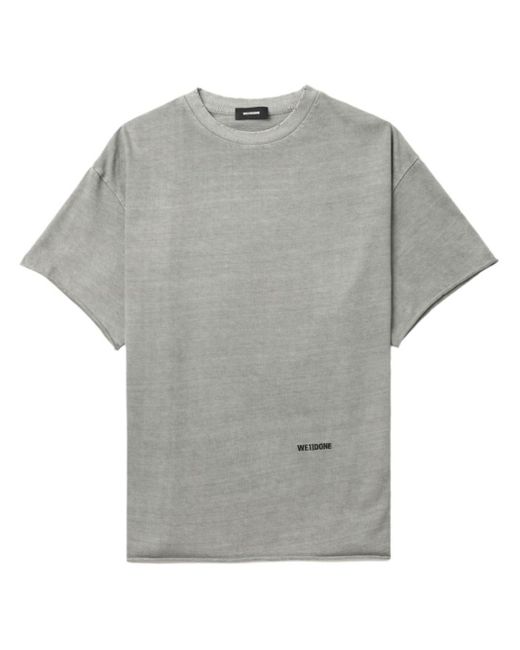 we11done Gray T-Shirt mit Logo-Stickerei