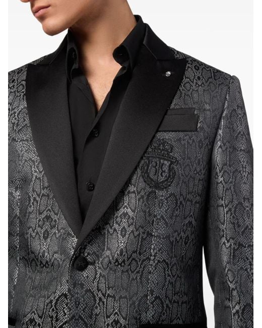 Billionaire Black Snakeskin-Jacquard Blazer for men