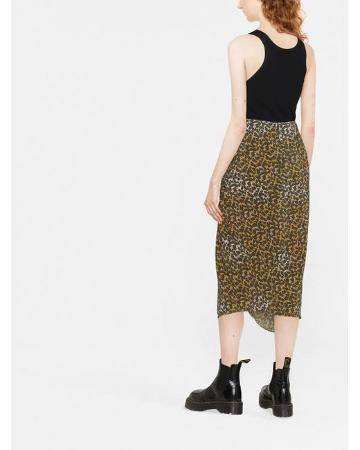Isabel Marant Green Azaria Floral-Print Draped Skirt