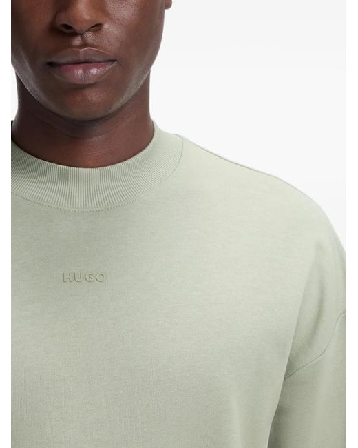 HUGO Green Logo-Embossed Dropped-Shoulder Sweatshirt for men