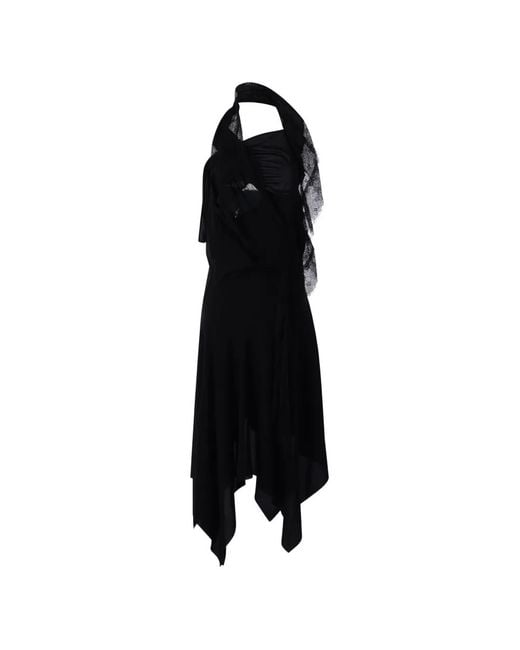 Junya Watanabe Black Lace-Trim Handkerchief-Hem Dress