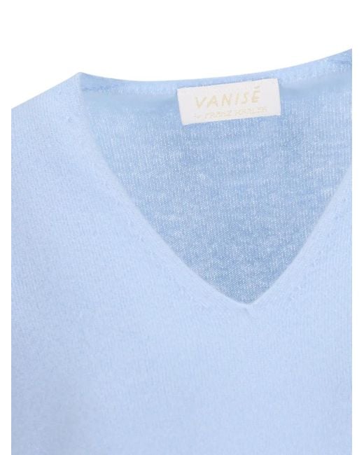Vanisé Blue V-Neck Cashmere Sweater