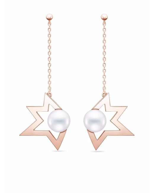 Tasaki Comet Plus 18Kt Roségouden Oorbellen in het White