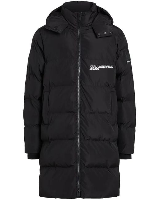 メンズ Karl Lagerfeld フーデッド パデッドコート Black