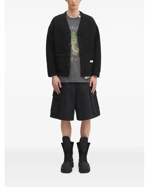 Neighborhood Black Patch-Pocket Cardigan for men