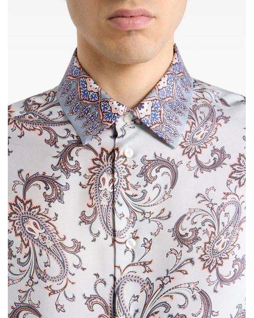 Etro Multicolor Paisley Leaf Print Shirt for men