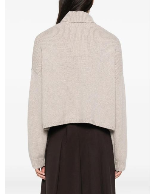 Lisa Yang White Zerlina Roll-Neck Sweater