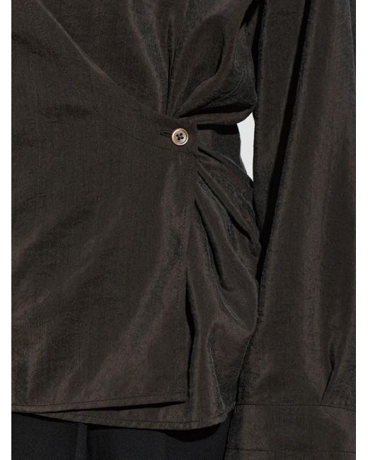 Lemaire Black Wrap-Style Long-Sleeve Shirt