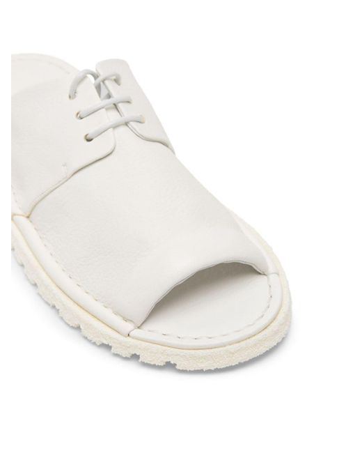 Marsèll White Lace-up Panelled Leather Flip Flops for men