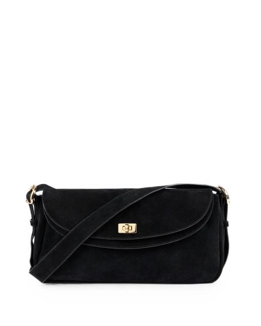 Sandro Black Le Mambo Suede Shoulder Bag