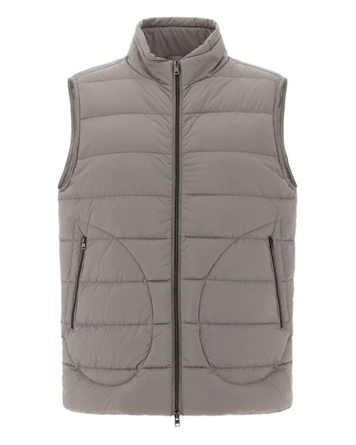 Herno Gray Quilted Zip-Front Gilet for men