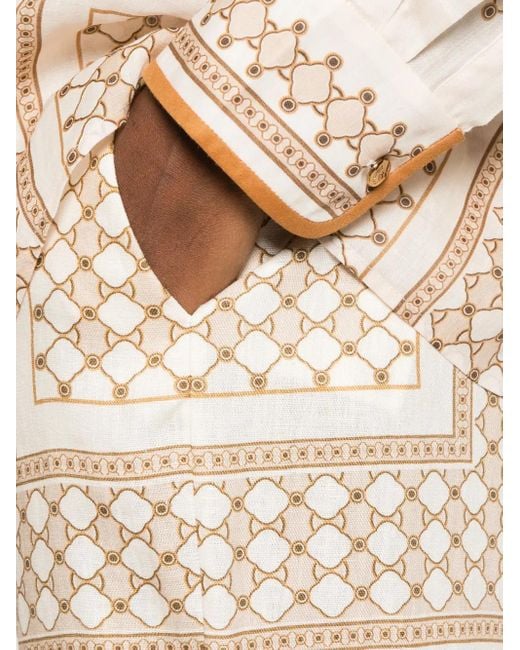 Zimmermann Natural Geometric-Print Flared Trousers