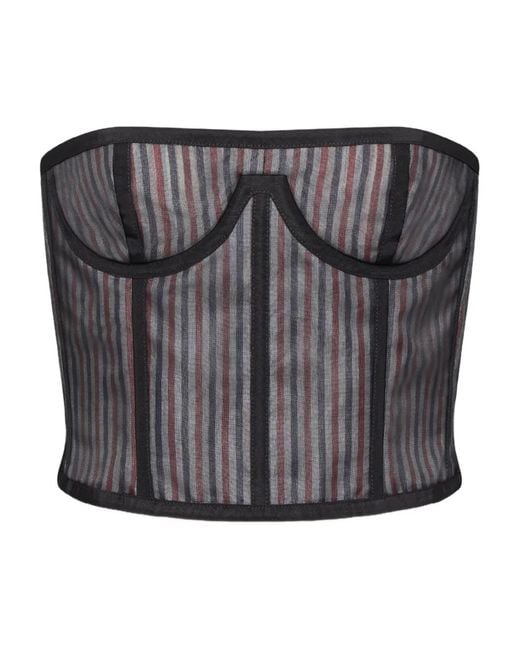 Thom Browne Black Striped Lace-Up Corset