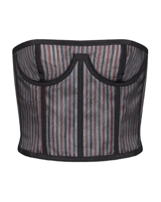 Thom Browne Black Striped Lace-Up Corset