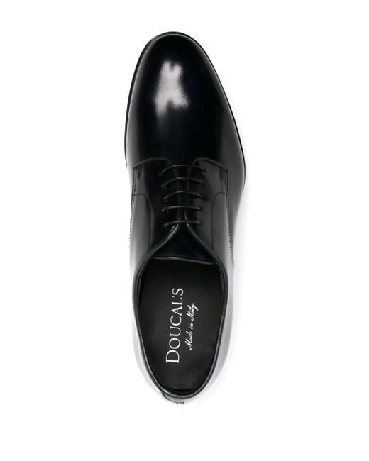 Doucal's Black Leather Derby Shoes for men