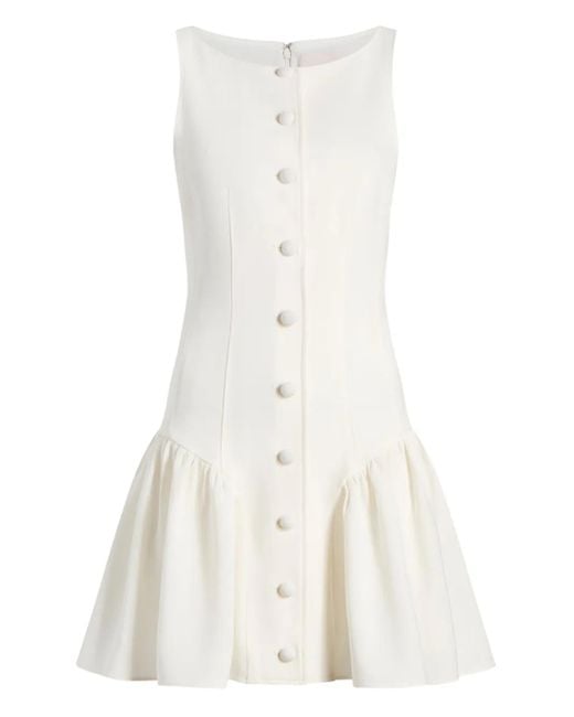 Robe Boutonnée À Volants Cinq À Sept en coloris White