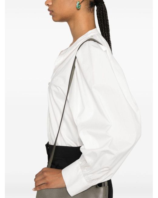 Sandro White Pleat-Detail Shirt