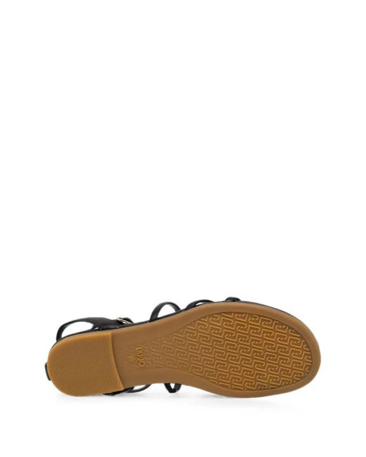 Liu Jo Black Logo-Plaque Strappy Sandals