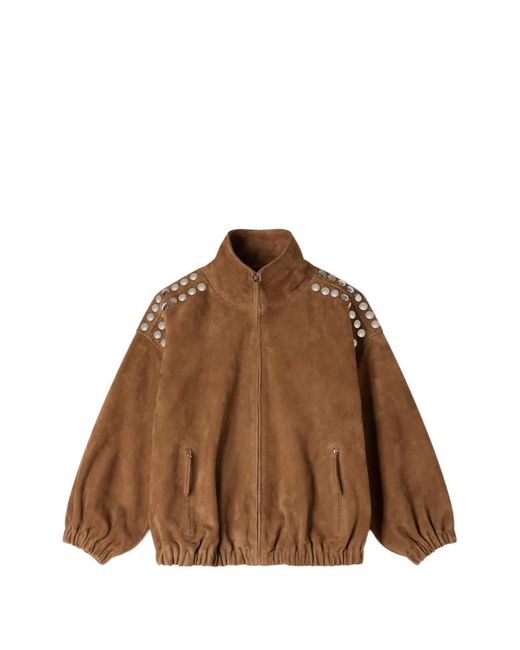 Sandro Brown Studded Suede Jacket