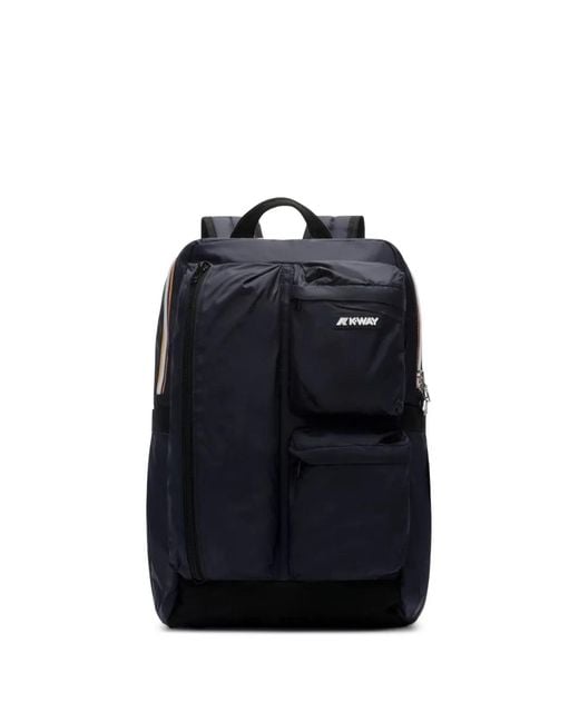 K-Way Blue Zipped Pocket Backpack