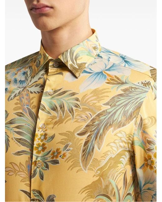 Camisa con estampado floral Etro de hombre de color Yellow