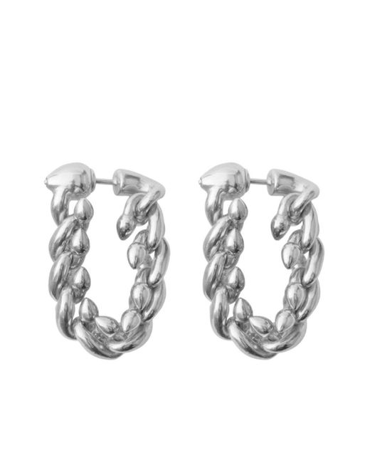 Burberry White Spear Silver Chain Hoop Earrings