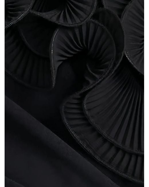 Tadashi Shoji Black Ruffled Pleated Maxi Dress
