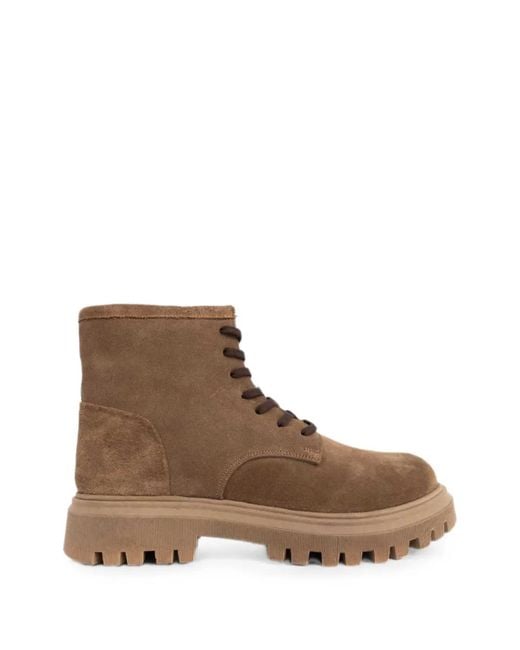 SERGIO MORETTI FIRENZE Brown Lace-Up Suede Ankle Boots