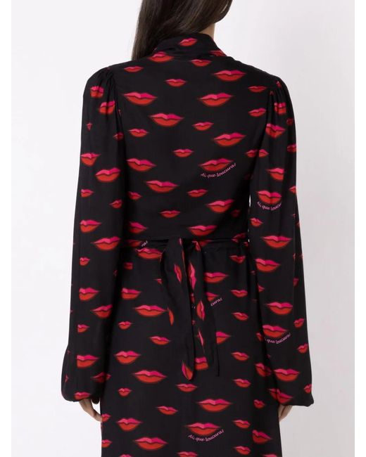 Amir Slama Black Lips-Print Long-Sleeved Shirt