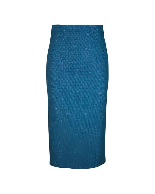 Kiton Blue Split Pencil Skirt
