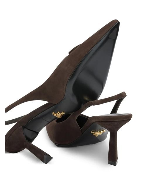 Prada Metallic Slingback Suede Pumps