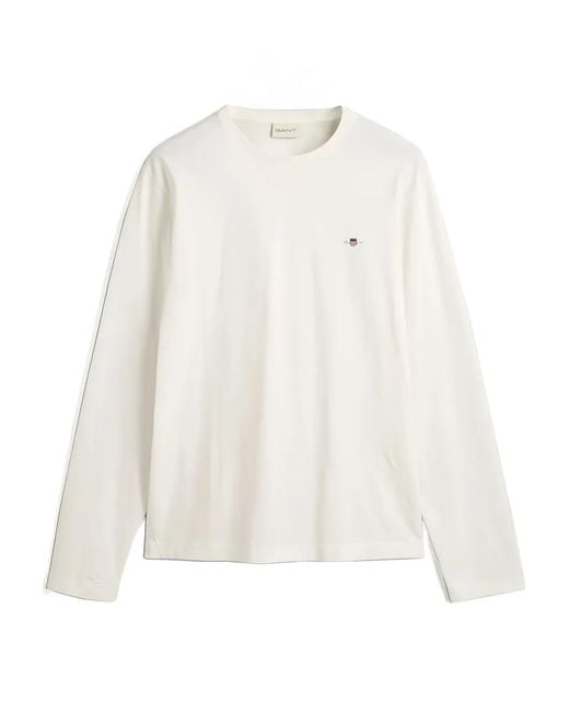 GANT Men's White Long-Sleeved T-Shirt