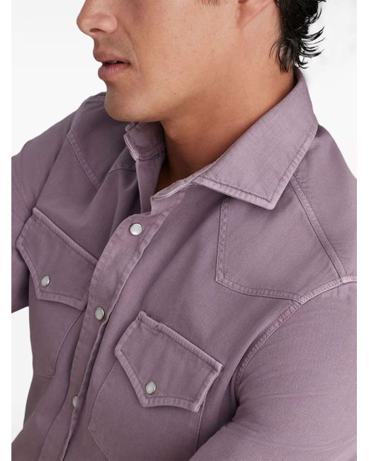 Brunello Cucinelli Purple Spread-collar Cotton Shirt for men
