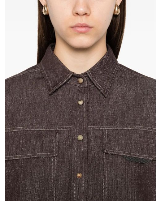 Brunello Cucinelli ダブルポケット デニムシャツ Gray