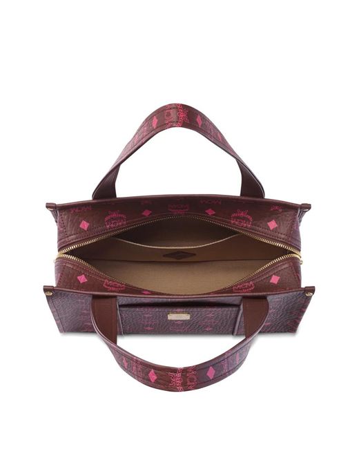MCM Purple Small Aren Visetos Tote Bag