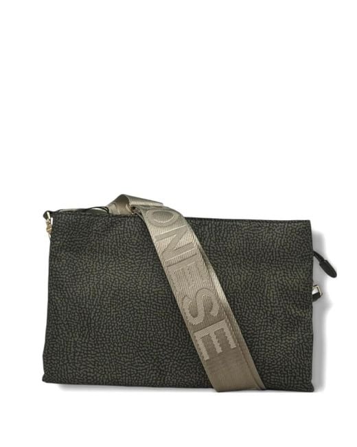 Borbonese Gray Abstract-Print Crossbody Bag