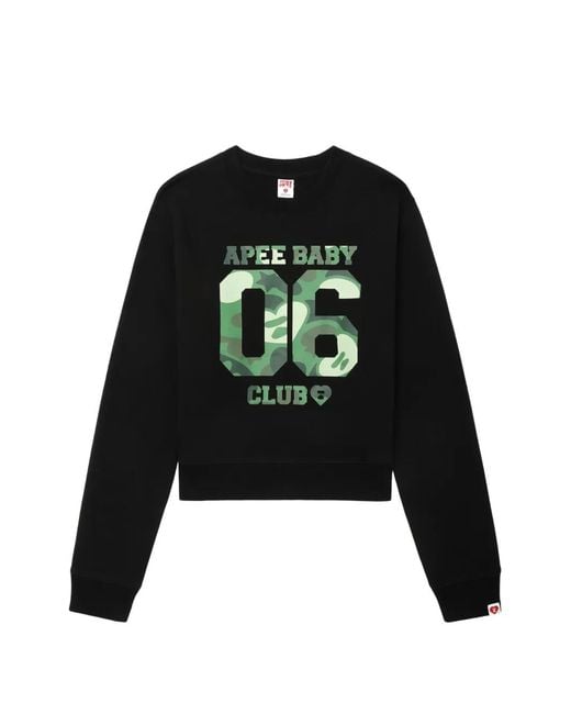A Bathing Ape Black Camouflage Graphic Crewneck Sweater