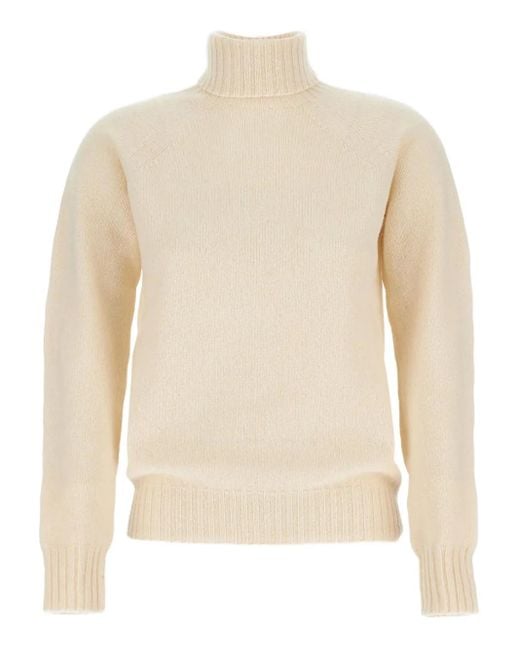 Drumohr White Wool Turtleneck Sweater