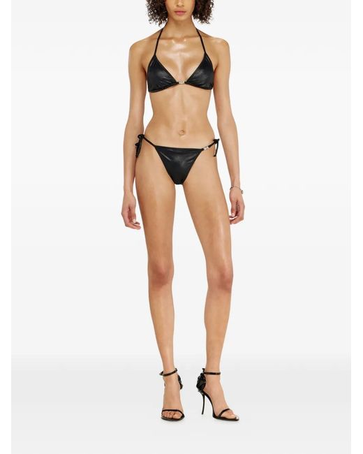 DIESEL Black Foil-Finish Bikini Top