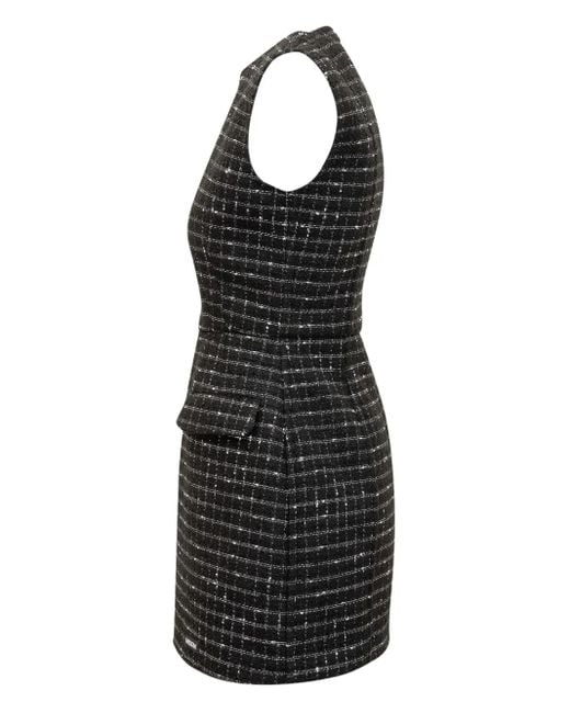 MSGM Black Checked Tweed Dress