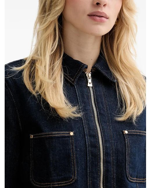 Guess Blue Zip-Up Denim Jacket